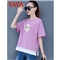 鸭鸭服饰yayaT恤女季韩版2020年新款百搭宽松紫色女装夏大码短袖t恤女短款上衣 香芋紫 请选择正确尺码