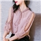 雪纺衬衫女装2020夏季新款韩版时尚系带洋气木耳边宽松百搭上衣设计感小众衬衣女 粉红色 L