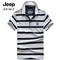 JEEP 短袖t恤男2020夏季商务休闲男装T恤男士条纹翻立领半袖体恤polo衫上衣打底衫潮流都市 0078白色 2XL