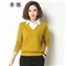 素荨针织衫女套头短款秋装2020年新款衬衫领毛衣女宽松百搭春秋打底衫 黄色15102 M