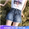 破洞牛仔短裤女2020夏季新款韩版高腰弹力显瘦宽松外穿a字休闲百搭毛边热裤 中蓝 28码