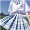 【不死川】jk制服女星月豚骨原创正统格裙中牌制服馆全套兔姬舍日系百褶裙短裙校供感学生半身裙 不死川（格裙+领结） S