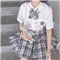 【温柔一刀】jk制服兔姬舍中牌制服馆夏季少女格裙正品啦啦酱正版学院风格裙日系高腰百褶裙半身短裙 温柔一刀（格裙+领结） S