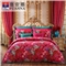 花舞盈歌 床单四件套（被套1件床单1件枕套2件）（适合1.5米床）【纯棉缎纹/红】