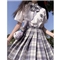 电竞少女jk制服温柔一刀格裙套装连衣裙中牌制服馆裙子学生校服百褶裙兔姬舍短裙A字裙包臀半身裙夏女 (格纹裙+刺绣上衣+领结)#1600 M
