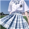 jk制服馆学院风2020夏季新款格裙百褶裙水手裙女学生日系不良少女正统校服短裙格子裙半身裙 不死川格裙+领结 S