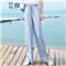 芷咖女裤纯天丝牛仔裤阔腿裤女松紧腰2020年新款夏薄款高腰冰丝裤子垂感直筒宽松长裤 蓝色 28