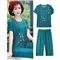 黛苇中老年女装妈妈装套装夏装短袖冰丝宽松中年妇女两件套休闲运动套装女2020新款奶奶装大码女装跑步服 孔雀蓝 XL（90-120斤）