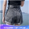 沫澜仟衣高腰牛仔短裤女2020夏季新款韩版宽松显瘦阔腿裤子女休闲百搭外穿a字热裤优质面料 黑灰 XL