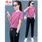 梓龄 休闲运动服套装女2020夏天新款韩版宽松短袖长裤洋气减龄女装休闲裤女两件套 豆沙色 请拍对应尺码