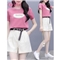 欧芙伦短裤女套装2020夏季新款女装短袖t恤休闲时尚洋气减龄小个子显高两件套9697 粉色套装 M